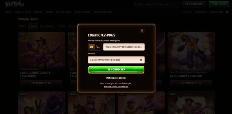 Westace login, westace casino